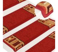 Tapis d'Escalier Autoadhésifs 10 pcs, Moquettes d'Escalier Antidérapantes, Carpettes de Marche, Décorations Intérieur, 65x21x4 cm Rouge 149839
