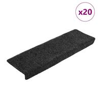 Vidaxl Tapis D'escalier Autocollant 20 Pcs Gris 65x21x4 Cm