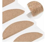 vidaXL Tapis d'escalier autocollants 15 pcs 56x17x3 cm Beige 136388