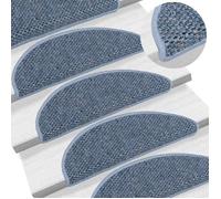vidaXL Tapis d'escalier autocollants 15 pièces 56 x 20 cm Bleu