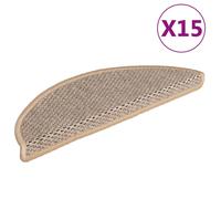 Vidaxl Tapis D'escalier Autocollants 15 Pcs 56x20 Cm Beige Clair