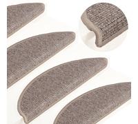 Tapis d'Escalier Autocollants Moquettes 15 pcs 56x17x3 cm Beige Foncé vidaXL