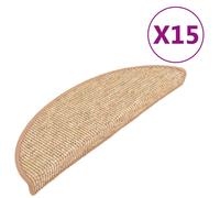 Vidaxl Tapis D'escalier Autocollants 15 Pcs 56x20 Cm Marron Clair