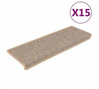 vidaXL Tapis d'escalier autocollants 15 pcs 65x25 cm Beige clair