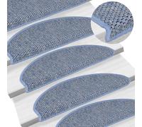 Vidaxl Tapis D'escalier Autocollants 15 Pcs 65x25 Cm Bleu