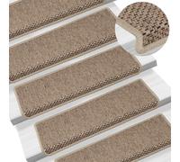 Vidaxl Tapis D'escalier Autocollants 15 Pcs 65x25 Cm Sable