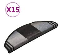 Vidaxl Tapis D'escalier Autocollants 15 Pcs Noir Et Gris 65x21x4 Cm