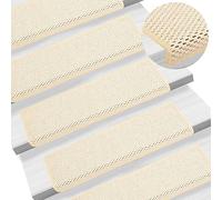 vidaXL Tapis d'escalier autocollants antidérapants 15 pcs 65x25 cm Crème