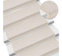 Vidaxl Tapis D'escalier Autocollants 15 Pcs 65x25 Cm Crème