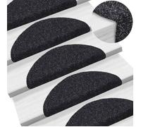 vidaXL Tapis d'escalier autocollants 15 pièces 56 x 17 x 3 cm Noir Demi-rond 132692