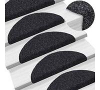 vidaXL Tapis d'escalier autocollants 15 pièces 56 x 17 x 3 cm Noir Demi-rond 132692 Noir G