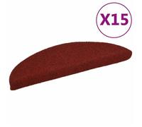 vidaXL Tapis d'escalier autocollants 15 pièces 56 x 17 x 3 cm Rouge bordeaux Demi-rond 132694