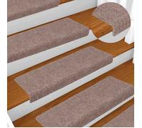 vidaXL Tapis d'escalier autocollants 15 pièces 65 x 21 x 4 cm Crème Bord rectangulaire 134561
