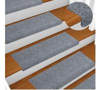 vidaXL Tapis d'escalier autocollants 15 pièces 65 x 21 x 4 cm Gris clair Bord rectangulaire 134564