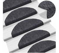 vidaXL Tapis d'escalier autocollants 15 pièces 65 x 21 x 4 cm Gris foncé Demi-rond Grand 132697