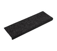 vidaXL Tapis d'escalier Autocollants 15 pièces 65 x 21 x 4 cm Noir Bord rectangulaire