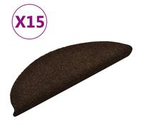 Vidaxl Tapis D'escalier Autocollants 15pcs Marron 56x17x3cm Aiguilleté
