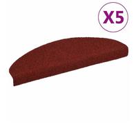 vidaXL Tapis d'escalier autocollants 5 pièces 65 x 21 x 4 cm Bordeaux Rouge Demi-rond Grand 149706