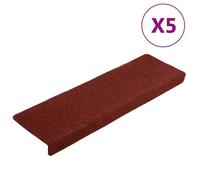 vidaXL Tapis d'escalier autocollants 5 pièces 65 x 21 x 4 cm Bordure rectangulaire rouge bordeaux 149730