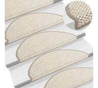 vidaXL Tapis d'escalier autocollants Aspect sisal 15 pcs 65x21x4 cm Beige