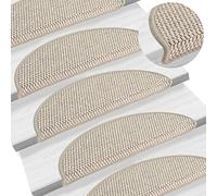 vidaXL Tapis d'escalier autocollants Aspect sisal – 15 pièces 56×17×3 cm Argenté