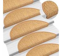 vidaXL Tapis d'escalier autocollants aspect sisal 15 pcs 56x17x3 cm Orange