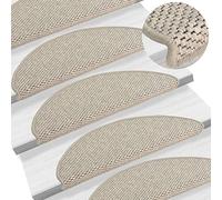vidaXL Tapis d'escalier autocollants aspect sisal 15 pièces 65x25 cm Argenté