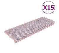 Vidaxl Tapis D'escalier Autocollants Aspect Sisal 15 Pcs Rose