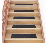 Vidaxl Tapis D'escalier Autocollants Rectangulaire 15 Pcs 76x20cm Gris