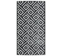 vidaXL Tapis d'extérieur ARAKIL Blanc et Noir 80x150 cm PP