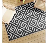 Vidaxl Tapis D'extérieur Blanc Et Noir 140x200 Cm Pp