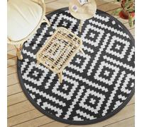 Tapis d extérieur ARAKIL blanc et noir Ø160 cm PP