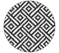 vidaXL Tapis d'extérieur Blanc et Noir Ø200 cm PP, Tapis de Jardin, Tapis de Sol, Moquette de Sol, carpette, Tapis de Patio