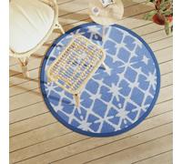 Vidaxl Tapis D'extérieur Bleu Et Blanc Ø120 Cm Pp