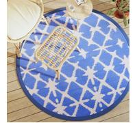 vidaXL Tapis d'extérieur bleu et blanc Ø160 cm PP, tapis de jardin, tapis de sol, moquette de sol, carpette, tapis de patio 368491