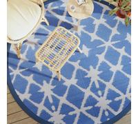 vidaXL Tapis d'extérieur Bleu et Blanc Ø200 cm PP, Tapis de Jardin, Tapis de Sol, Moquette de Sol, carpette, Tapis de Patio