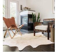 vidaXL Tapis en peau de vache véritable beige 180x220 cm 376704