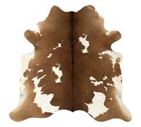 vidaXL Tapis de sol en peau de vache véritable Marron/Blanc 180x220 cm