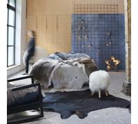 Vidaxl Tapis En Peau De Vache Véritable Noir 180x220 Cm