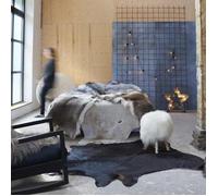 Vidaxl Tapis En Peau De Vache Véritable Noir 180x220 Cm