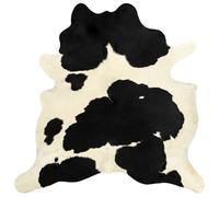 vidaXL Tapis en peau de vache véritable – Noir et blanc 180x220 cm – pour salon et chambre