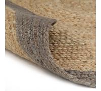 Vidaxl Tapis Fait À La Main Jute Avec Bord Gris 180 Cm