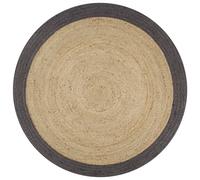 Vidaxl Tapis Fait À La Main Jute Avec Bord Gris Foncé 150 Cm