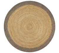 vidaXL Tapis Fait à la Main Jute avec Bord Moquette Carpette Plancher Coussin de Sol Salon Chambre à Coucher Intérieur Salle de Séjour Maison Gris 90 cm