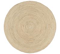 vidaXL Tapis Fait à la Main Moquette Carpette Plancher Coussin de Sol Salon Chambre à Coucher Intérieur Maison Jute avec Design de Spirale Blanc 90 cm