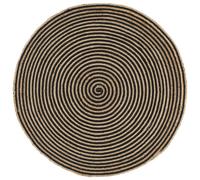 Vidaxl Tapis Fait À La Main Jute Avec Design De Spirale Noir 90 Cm