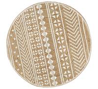 Vloerkleed handgemaakt met witte print 90 cm jute133692