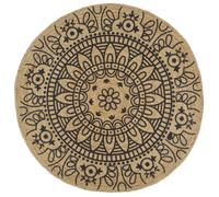 vidaXL Tapis fait à la main Jute avec imprimé bleu foncé 120 cm