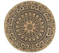 vidaXL Tapis fait à la main Jute avec imprimé bleu foncé 150 cm Brun G