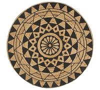 vidaXL Tapis Fait à la Main Jute avec Imprimé Moquette Carpette Plancher Coussin de Sol Salon Chambre à Coucher Intérieur Salle de Séjour Maison 90 cm